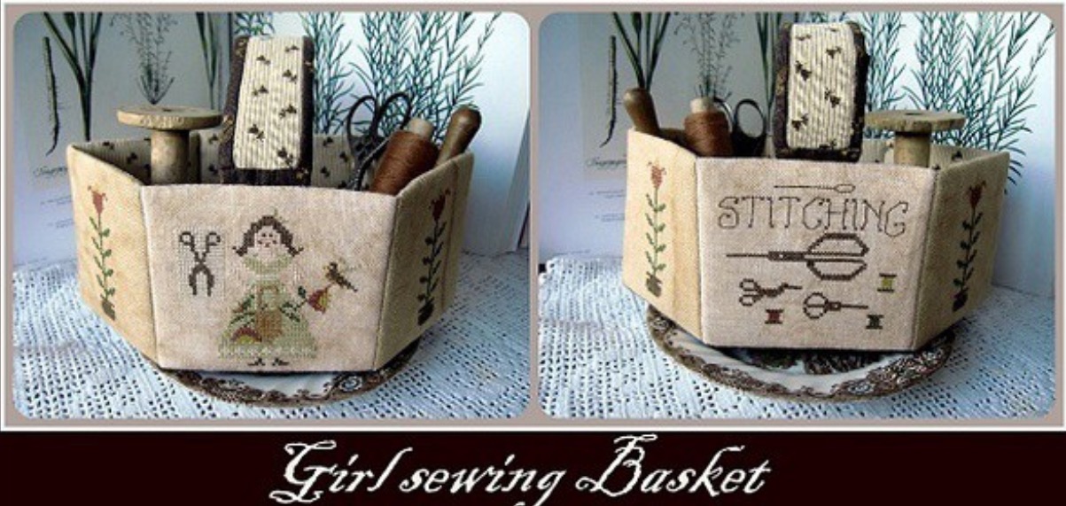 Girl Sewing Basket